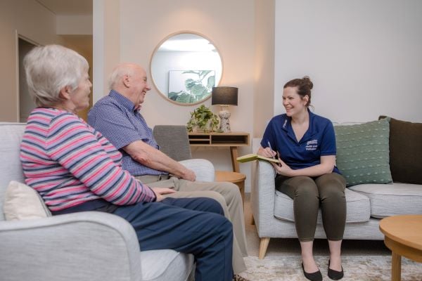 Aged care social worker visiting in a home in Brisbane