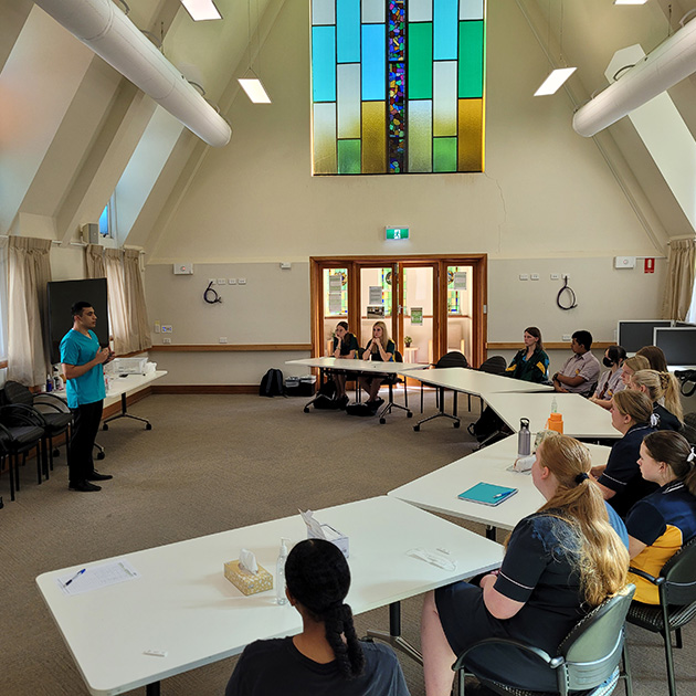 Students during a traineeship at WMQ in aged care.