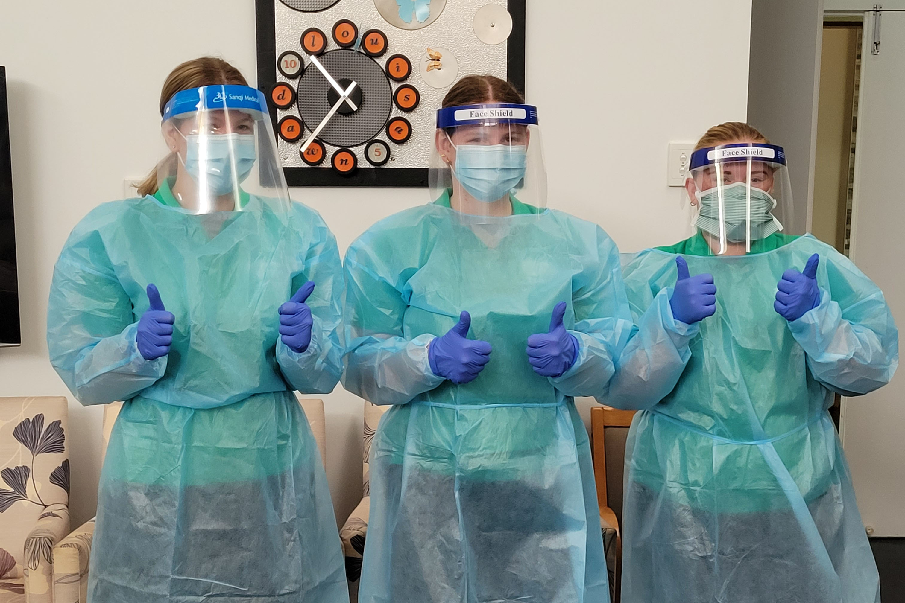 Students during a placement at WMQ in aged care.