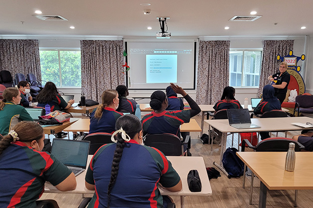 Students during a placement at WMQ in aged care.