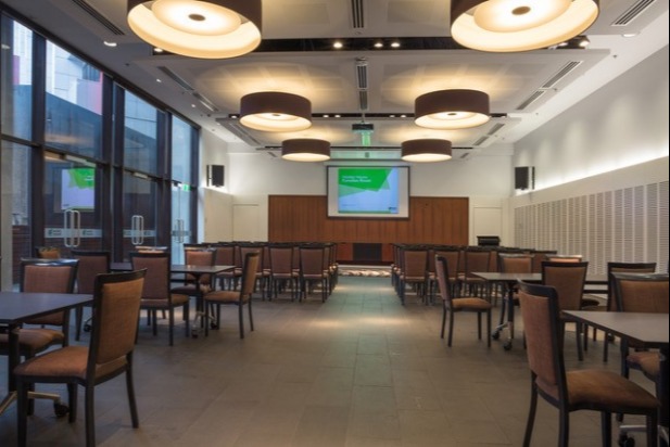 Burnett function room, at Wesley House in Brisbane CBD, set up for a conference