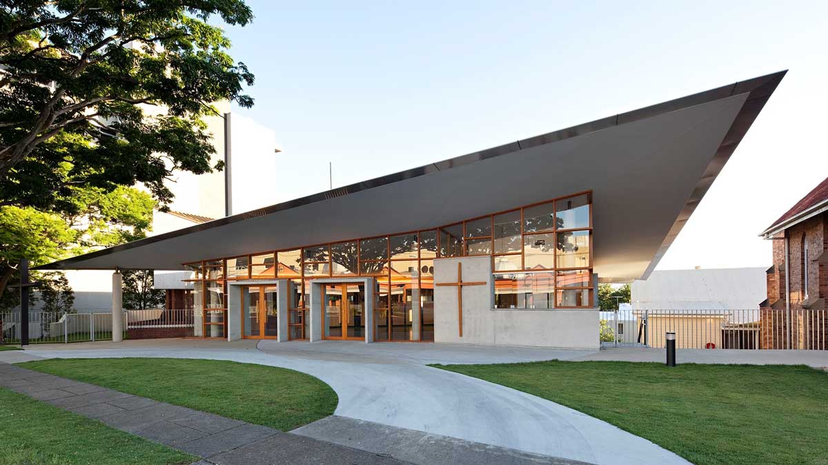 Front of Indooroopilly Uniting Church, one of our ORCA Project locations, an NDIS approved school leaver employment for people aged 17 - 21