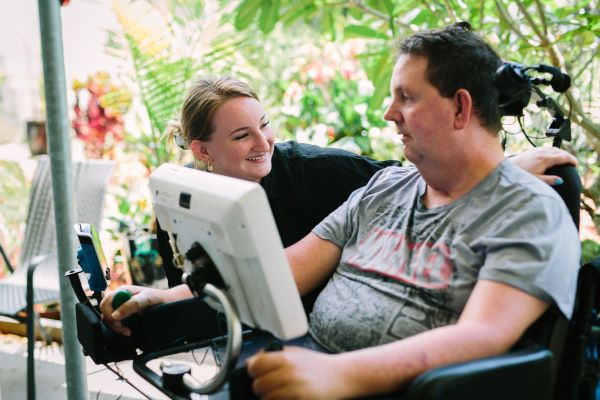 Asher House staff and resident chat