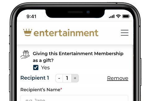 Entertainment membership app shows Give as a Gift option