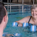 Retirees exercising at allied health hub Fulton Wellbeing Centre, in Sinnamon Park, Brisbane