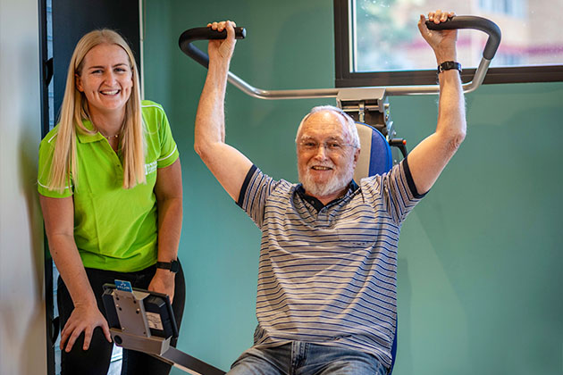 Weigh training at seniors gym in Fulton Wellbeing Centre, Sinnamon Park