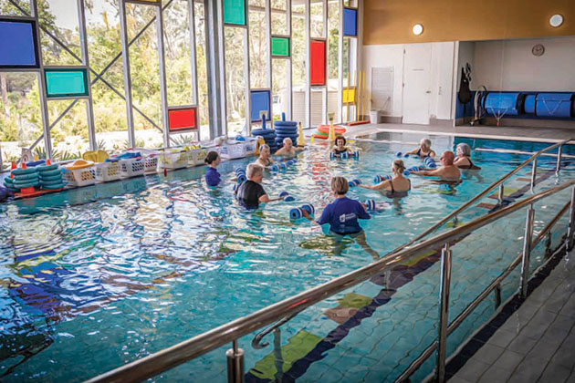 Aqua class at seniors gym in Fulton Wellbeing Centre, Sinnamon Park
