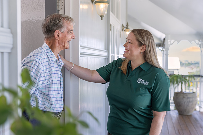 Home Care Brisbane - Client welcomes staff in his QLD home - WMQ Home Care Brisbane - Client welcomes staff in his QLD home - WMQ
