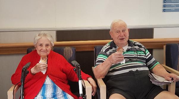 aged care residents enjoying ice cream