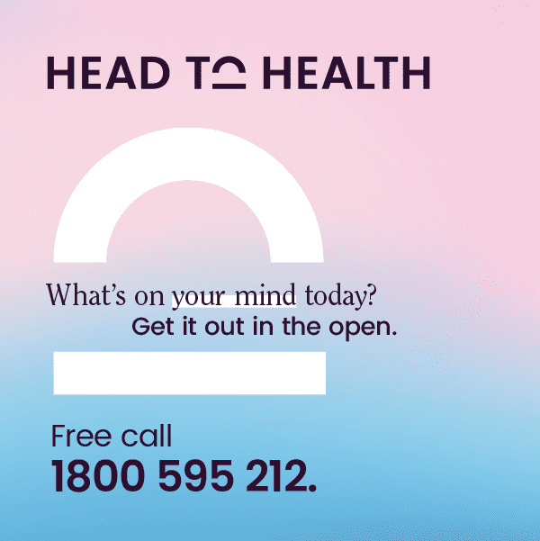 Call Head to Health on 1800 595 212