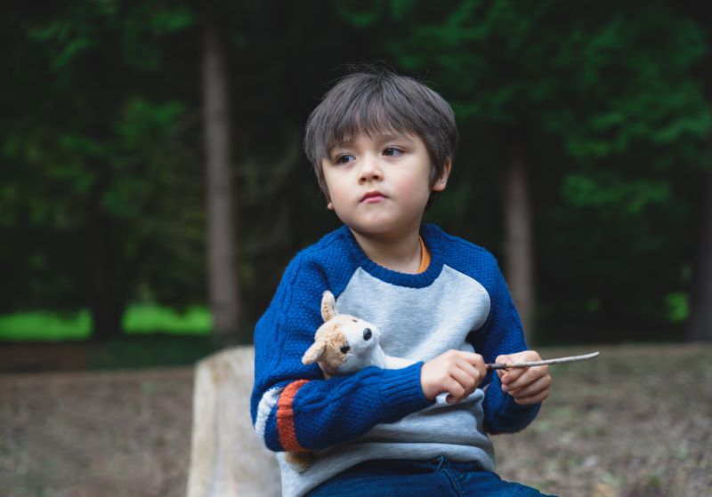 Boy looking sad symbolises our support services to small children and families