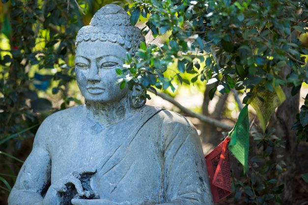 Tranquil garden statue in Hopewell House gardens