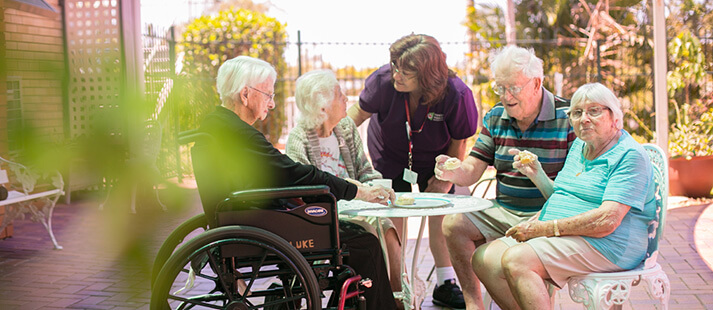 Residents enjoying morning tea at Bethesda