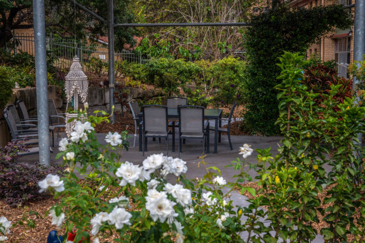 Green outdoor seating at Jacobs Court