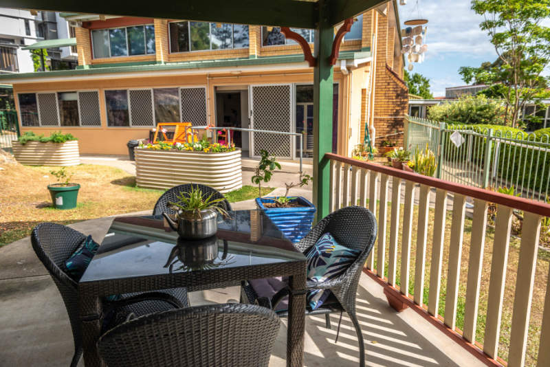 Outdoor sitting area at Knowles Court