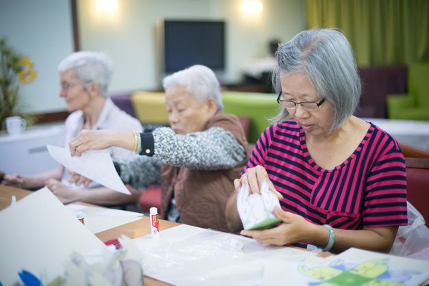 Residents doing craft activities