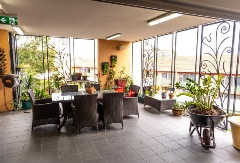 Covered balcony area at Reid Court