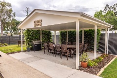 Outdoor seating at Reid Court