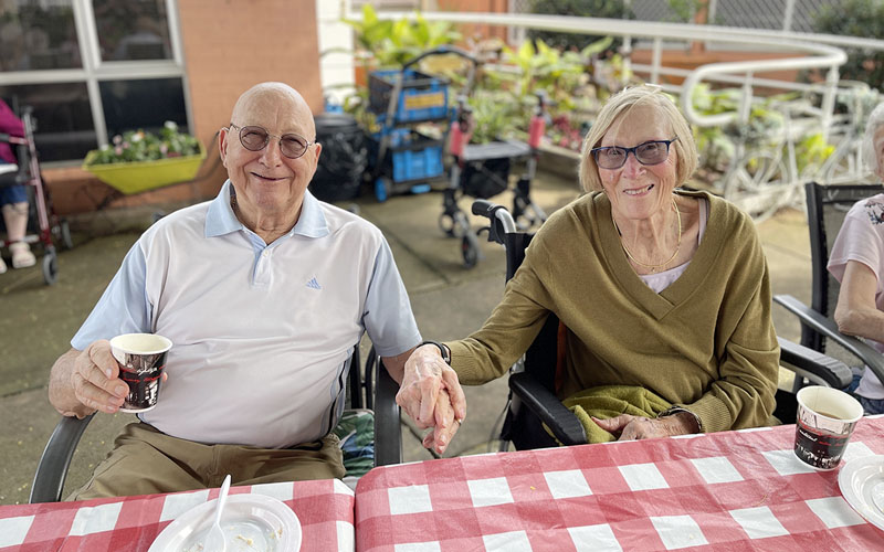 Afternoon tea in the garden at St Marks Residential Aged Care community - April 2024