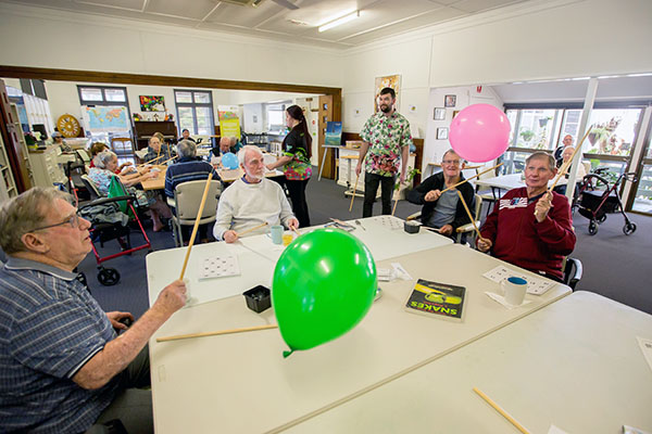 Ballon game at Hyland House respite care centre in Brisbane North