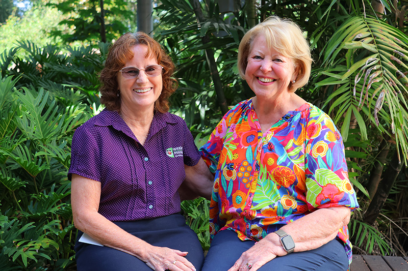 Client Rosemarie and carer Cheryl at aged care respite Hadden Place, in West Brisbane