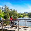 Residents cycling as they enjoy an active retirement in Sinnamon Village