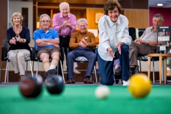Residents playing bowls at Wheller on the Park