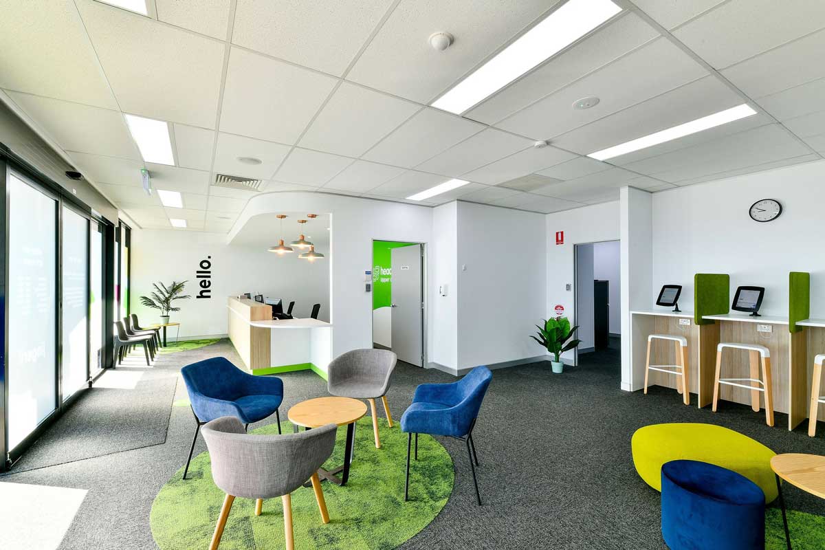 reception area, chairs and tables at headspace maryborough