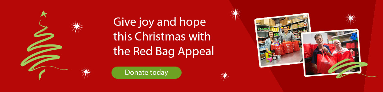 Red Bag Appeal. Your donation will bring joy to those struggling this Christmas. Click to go to webpage.