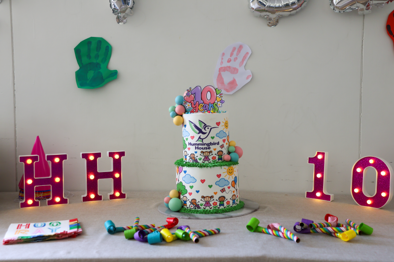10-year cake for Hummingbird House Two-tier cake to celebrate the 10-year anniversary of Hummingbird House