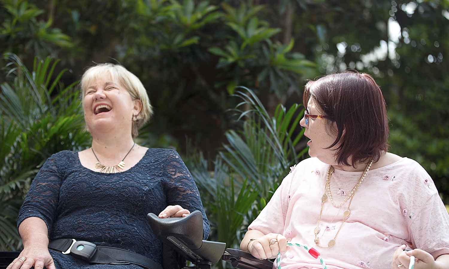 two women laughing