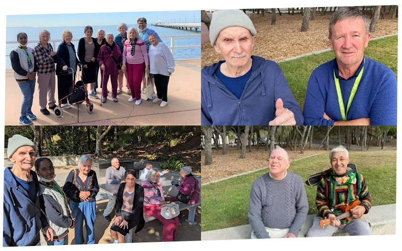 Group of seniors from one of WMQ's respite day care centres in Brisbane during a day trip to Shorncliffe.