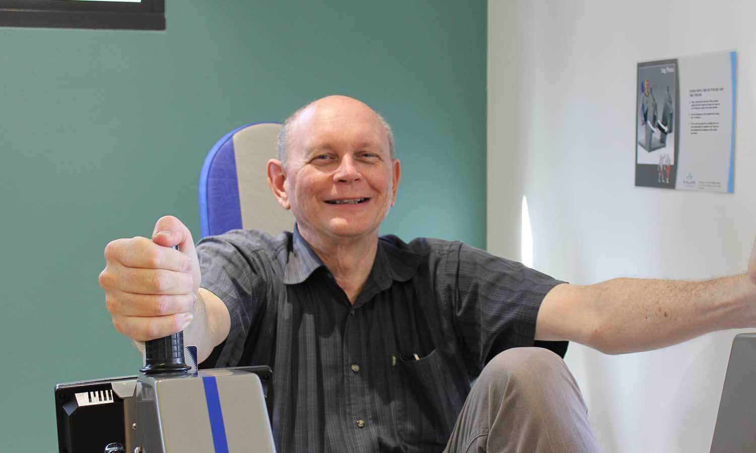 man using exercise equipment