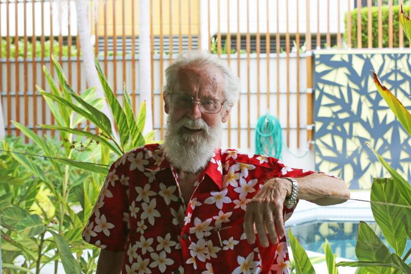 man wearing hawaiian shirt