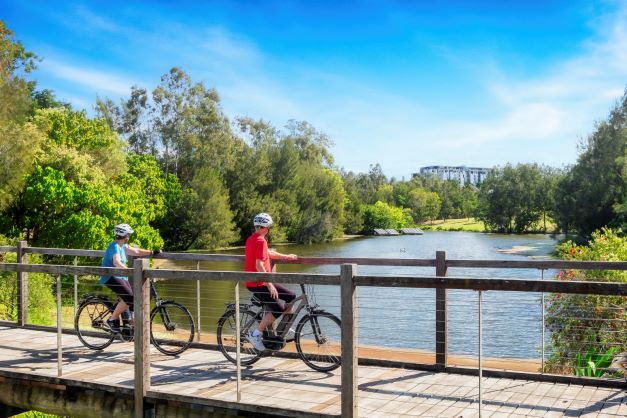 Residents cycling as they enjoy an active retirement in Sinnamon Village